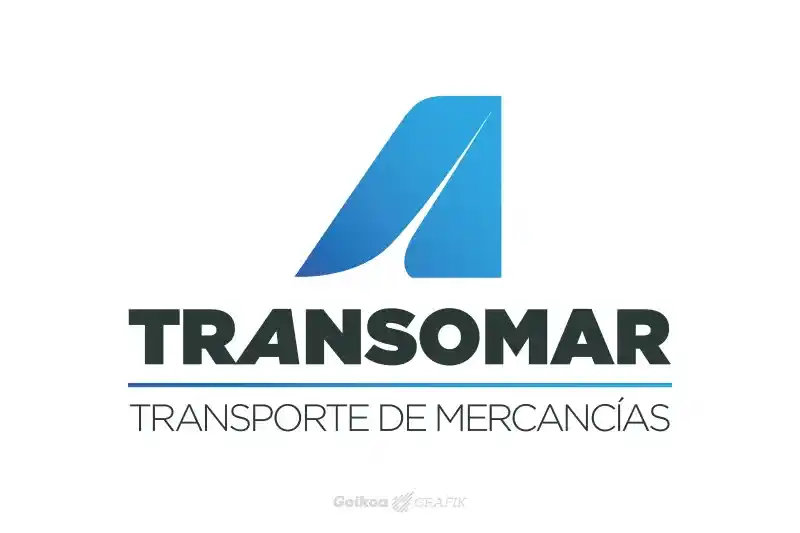 Diseño de logotipo principal en negativo de Transomar