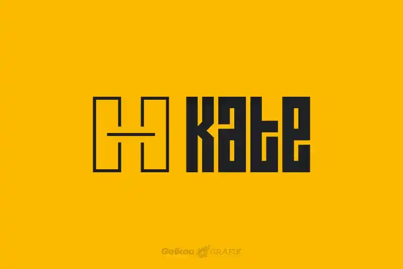 Diseño de logotipo principal de Kate Entrenamiento Funcional. Logotipo en negro sobre fondo amarillo sobre fondo amarillo.