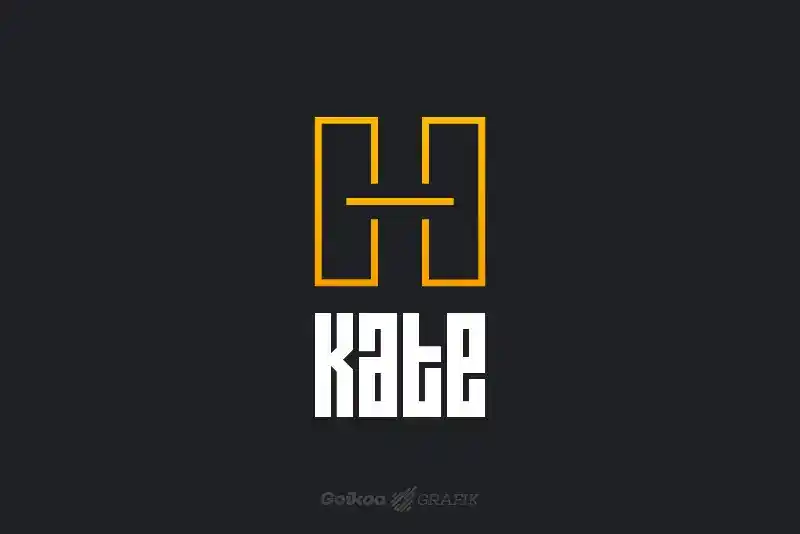 Diseño de logotipo secundario de Kate Entrenamiento Funcional. Logotipo en blanco y amarillo sobre fondo negro.