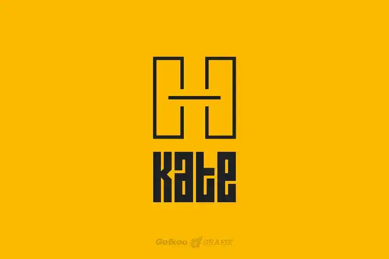 Diseño de logotipo secundario de Kate Entrenamiento Funcional. Logotipo en negro sobre fondo amarillo.
