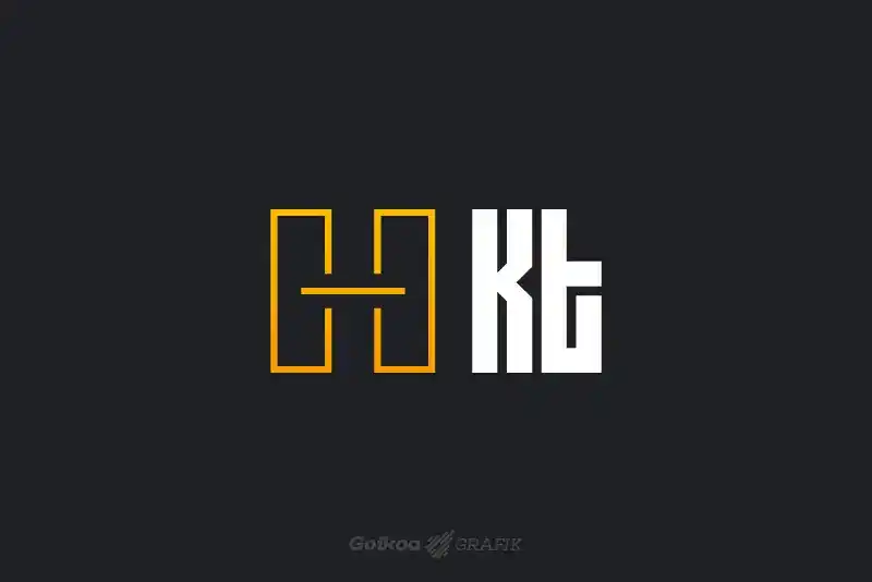 Diseño de logotipo alternativo de Kate Entrenamiento Funcional. Logotipo en blanco y amarillo sobre fondo negro. Versión para tamaño de impresión reducido