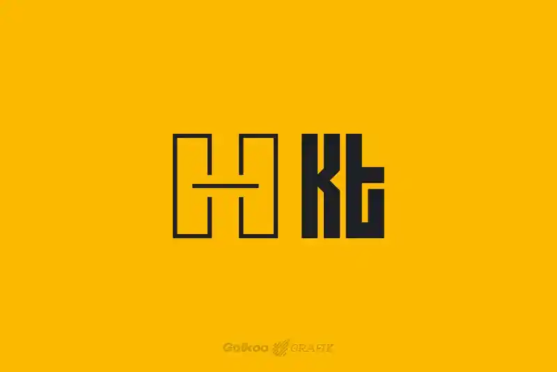 Diseño de logotipo alternativo de Kate Entrenamiento Funcional. Logotipo en negro sobre fondo amarillo. Versión para tamaño de impresión reducido
