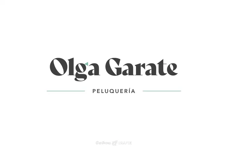 Diseño de logotipo sobre fondo blanco para la Peluquería Olga Garate de Las Arenas, Getxo