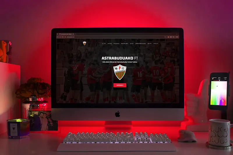 Página web para club deportivo Astrabuduako FT de Erandio (Bizkaia), vista en ordenador