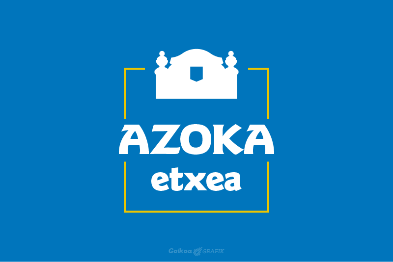 Logotipo de Azoka Etxea, alojamiento turístico de Durango, con un elemento de la fachada del Mercado de Durango