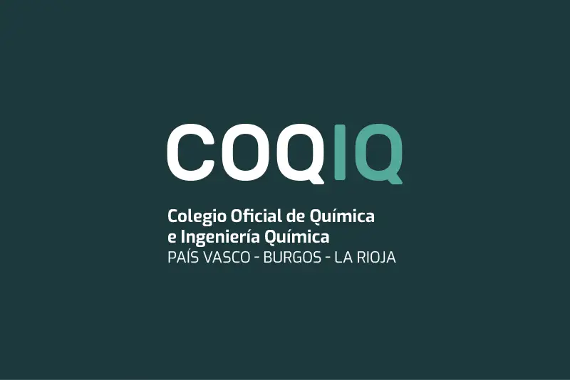 Logotipo de COQIQ – Colegio Oficial de Química e Ingeniería Química del País Vasco, Burgos y La Rioja en negativo