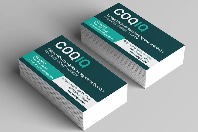 Tarjetas de visita de COQIQ – Colegio Oficial de Química e Ingeniería Química del País Vasco, Burgos y La Rioja