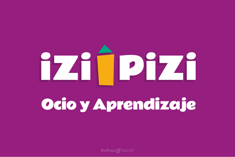 Nuevo logotipo de Izi Pizi Akademia sobre fondo morado