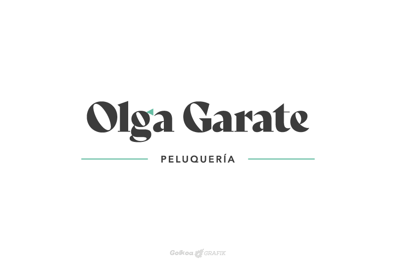 Logotipo secundario horizontal de Peluquería Olga Garate sobre fondo blanco